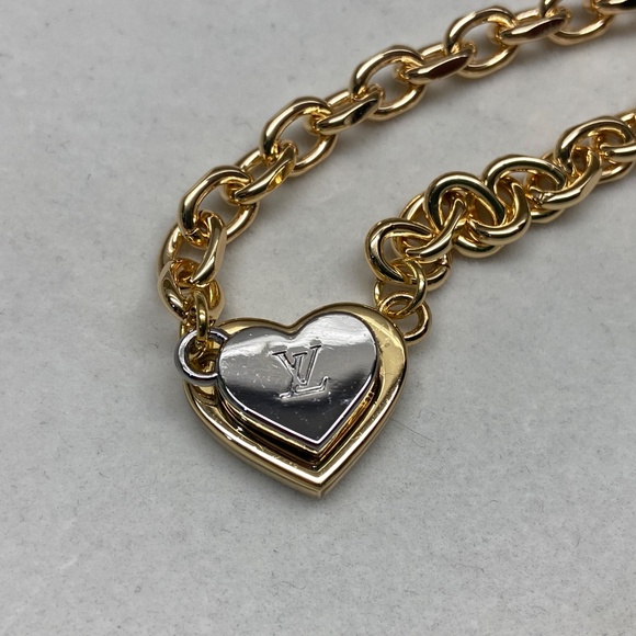 Upcycled Louis Vuitton Silver And Gold Heart Magnet Bracelet - Picture 2 of 4